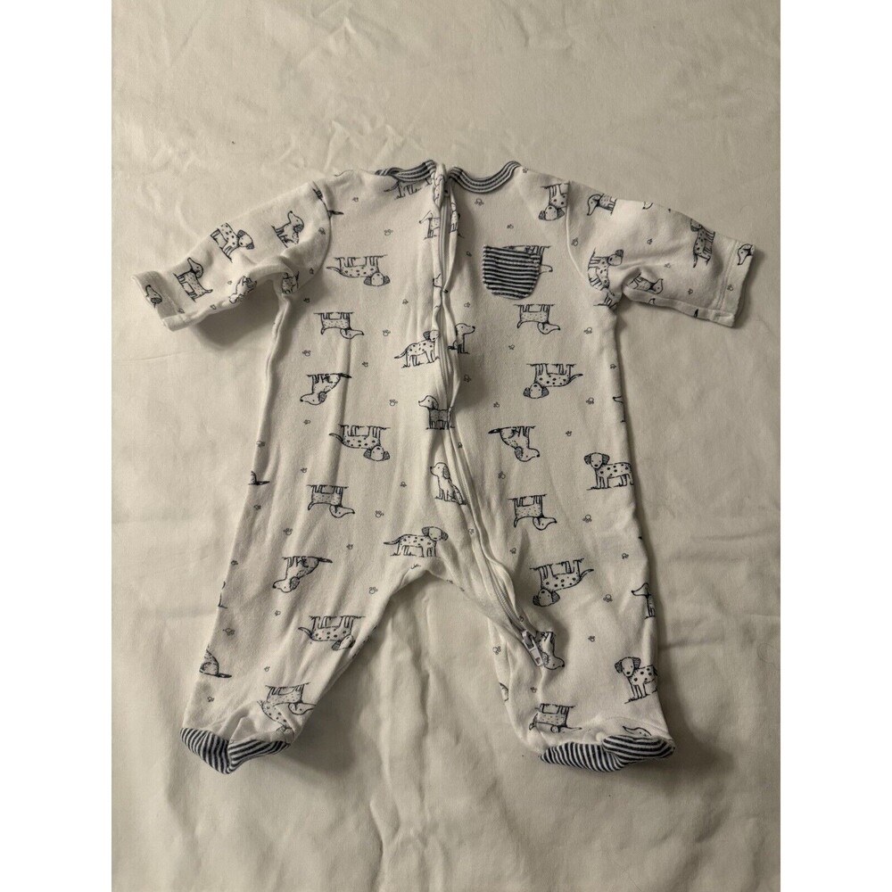 Little Me Newborn One Piece Footie Dog White Zipper